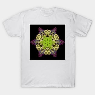 Dot Mandala Flower Green Yellow and Purple T-Shirt